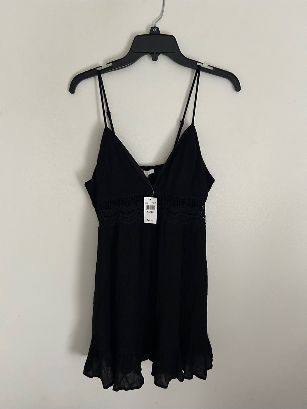 Love Tree Black Lace-Trim Chemise with Adjustable Straps